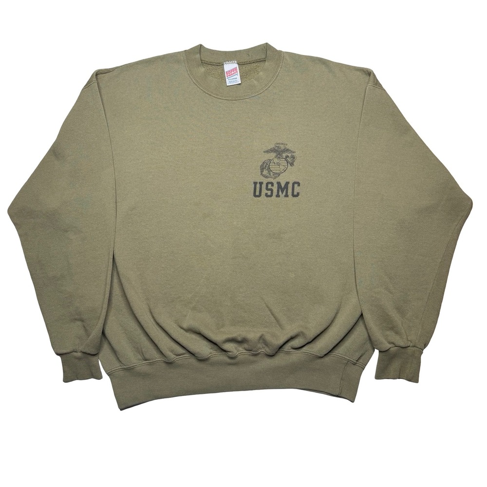 Vintage 90s USMC US Marines green military issued physical training sweater